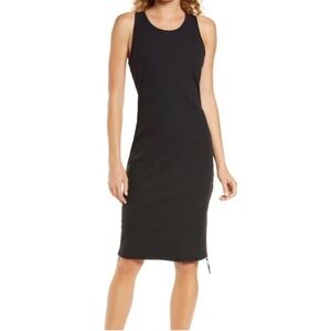 Zella Cut-Out Rib Tank Black Midi Dress Size S